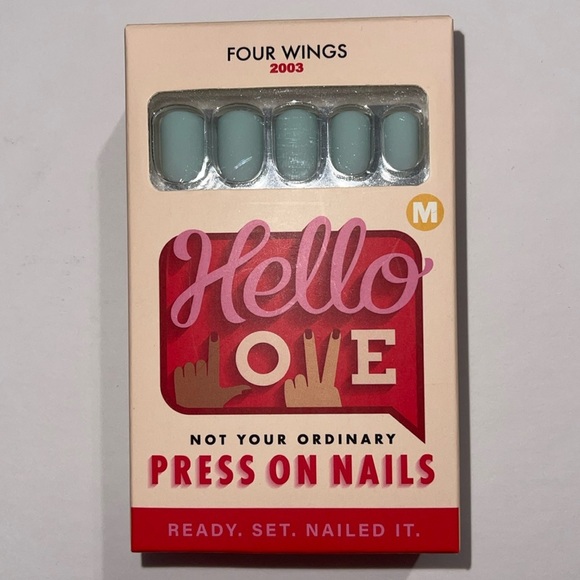 Hello Love Other - Hello Love Press-On Nails - “Four Wings” Design (Medium Length)